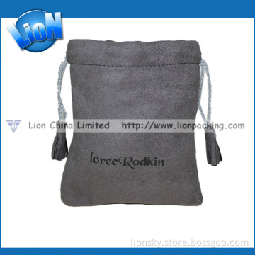 Customized Drawstring Suede Pouch Pocket Layers Inside (R-111)